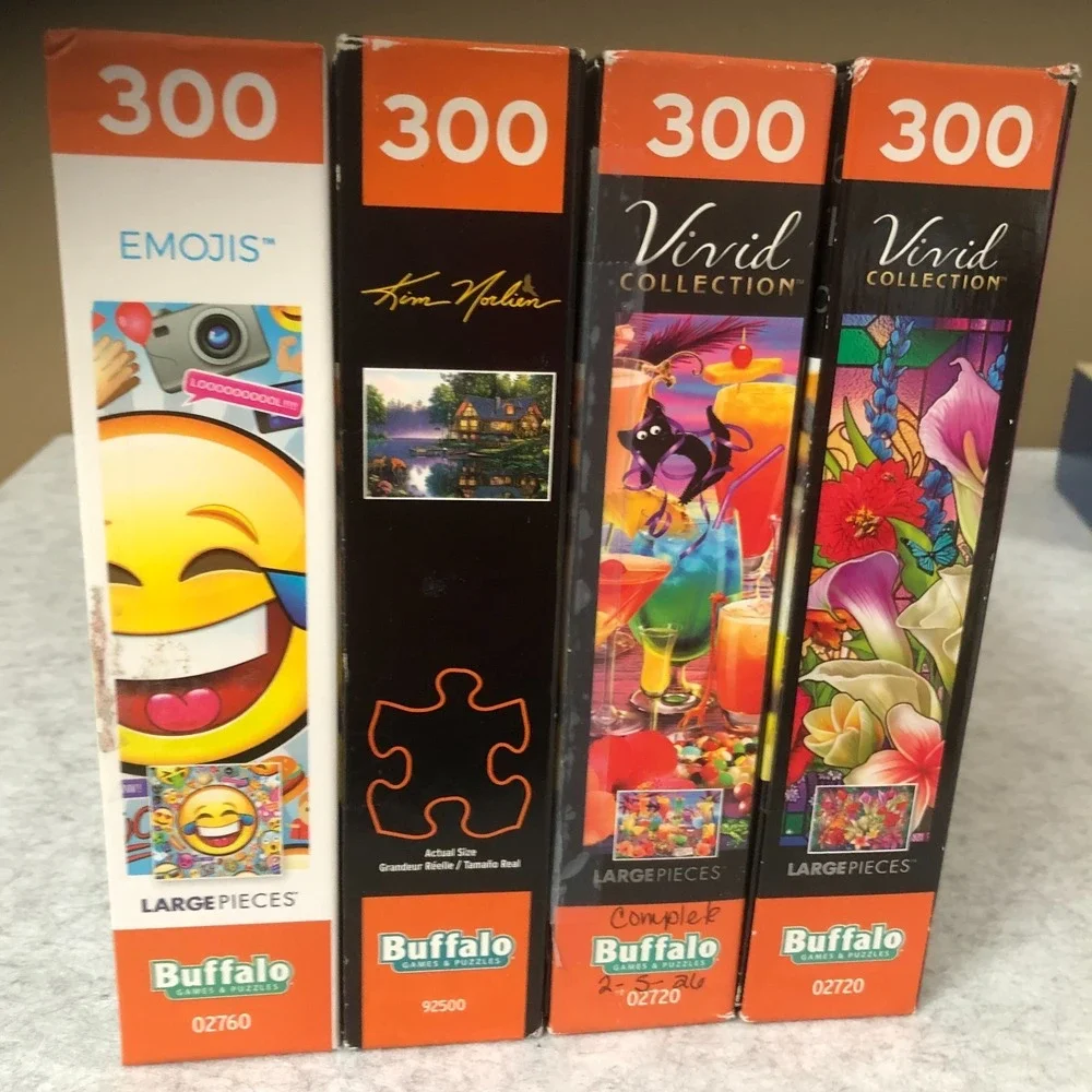 4 ~Buffalo 300 Large Piece Puzzles~ Vivid Collection~Kim Norlien~Emojis COMPLETE